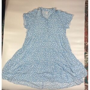 LuLaRoe A Line Dress Women 2XL Black White Floral Tiered Collared Popover Button